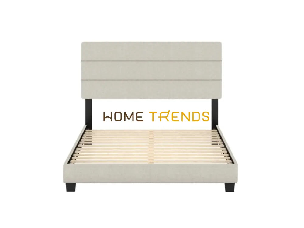 Harrianna White Linen Upholstered Platform Bed