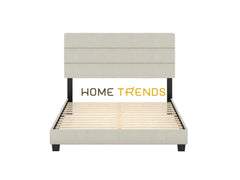 Harrianna White Linen Upholstered Platform Bed