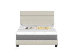 Harrianna White Linen Upholstered Platform Bed