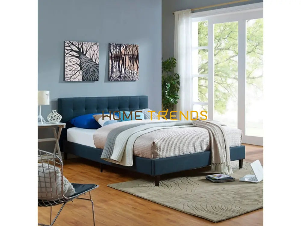 Linnea Azure Fabric Platform Bed