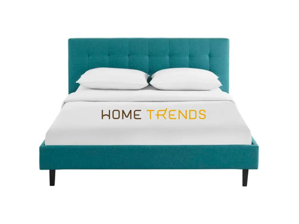 Linnea Teal Fabric Platform Bed