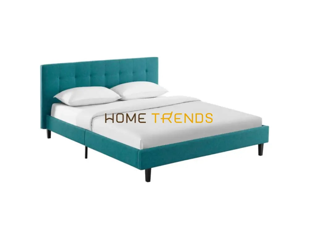 Linnea Teal Fabric Platform Bed