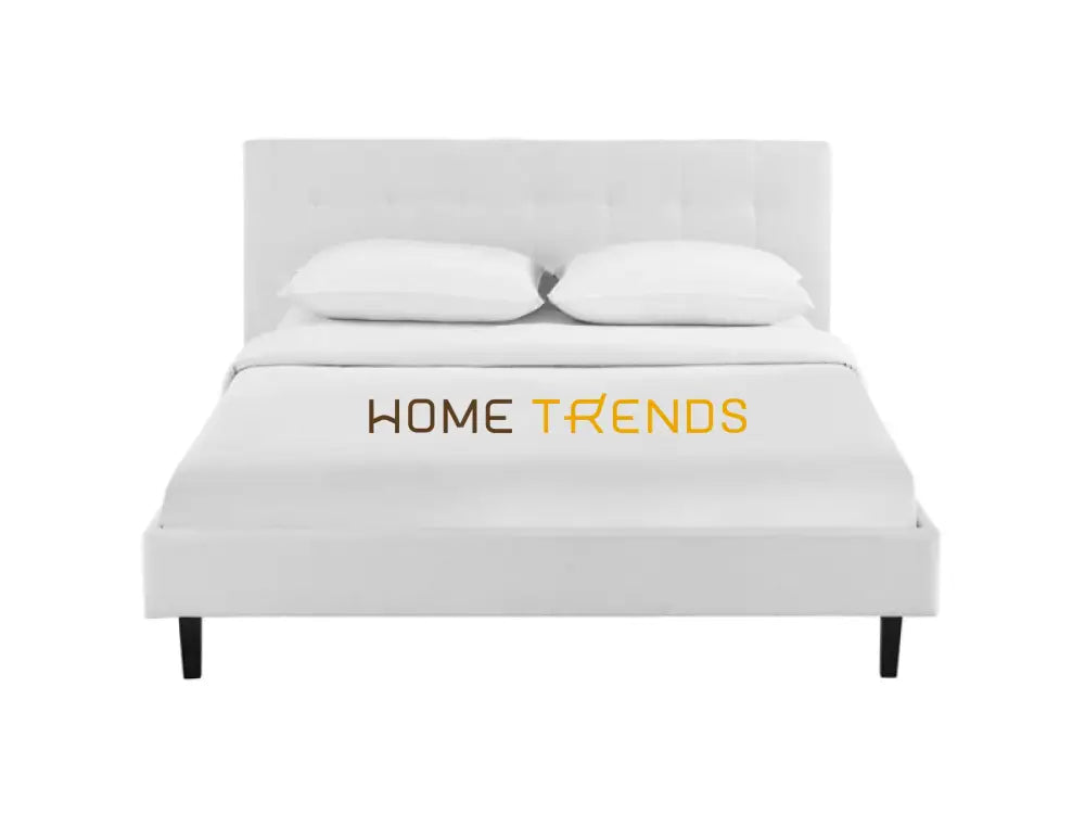 Linnea White Fabric Platform Bed