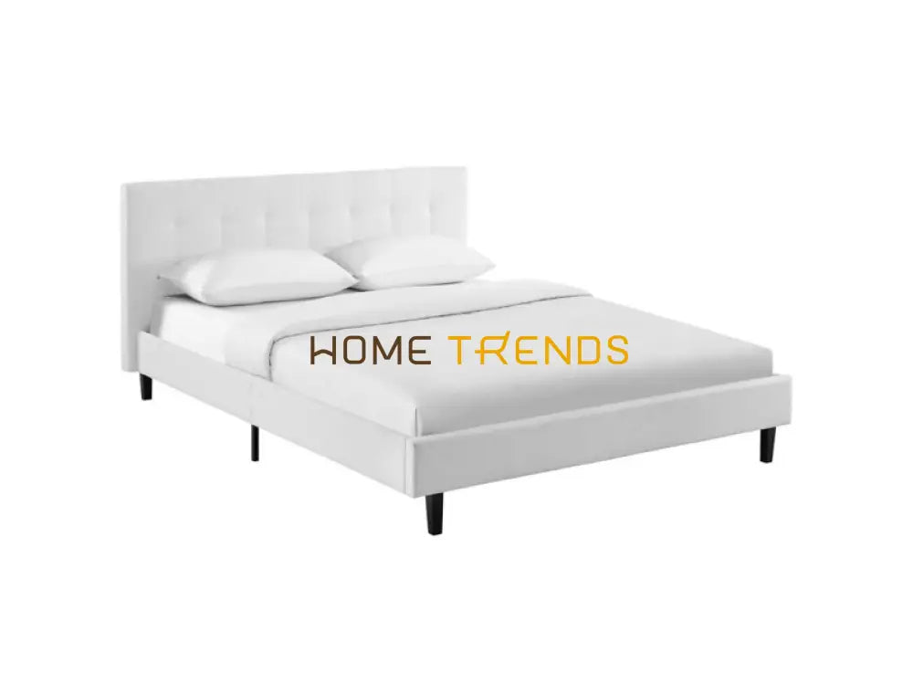 Linnea White Fabric Platform Bed