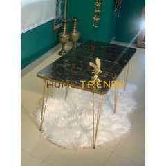 Luxe Black And Gold Lines Centre Table Nesting Tables