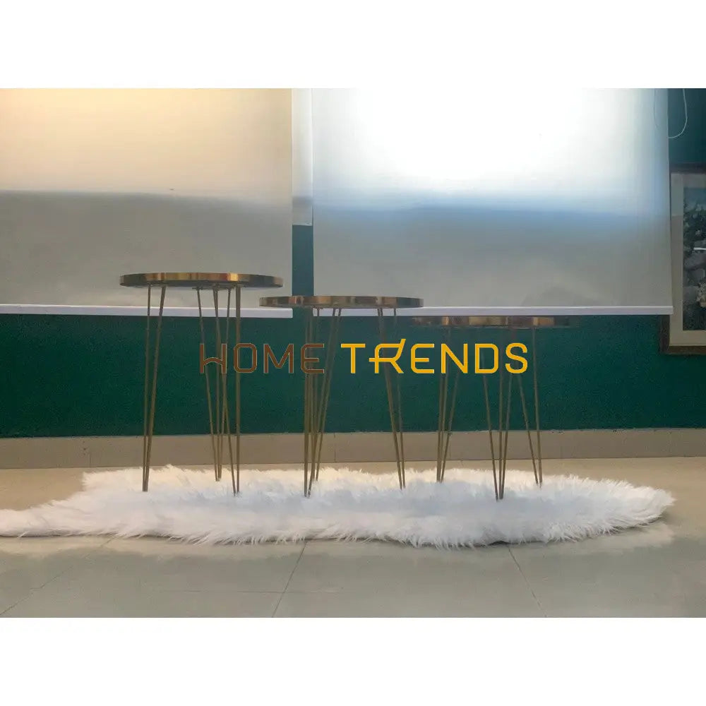 Luxe Black And Gold Lines Round Straight Legs Accent Tables Set Of 3 Nesting