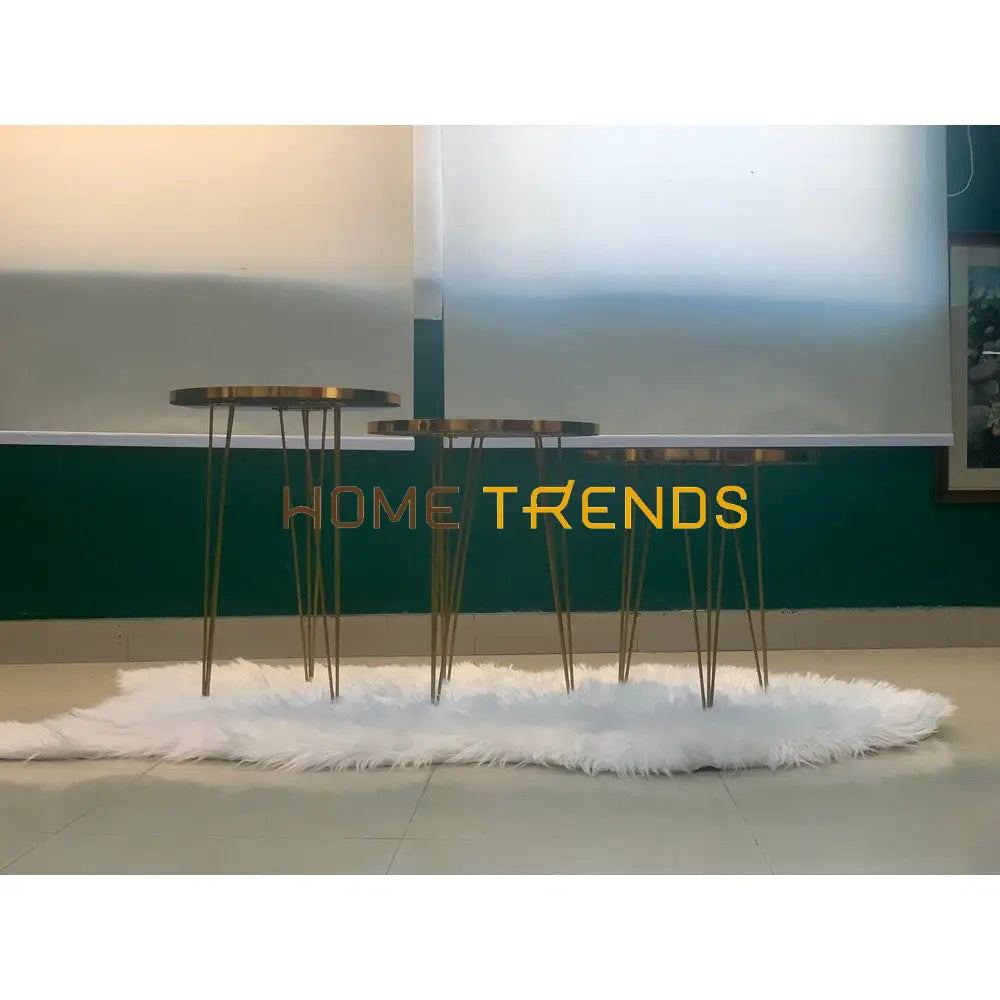 Luxe Black And Gold Lines Round Straight Legs Accent Tables Set Of 3 Nesting