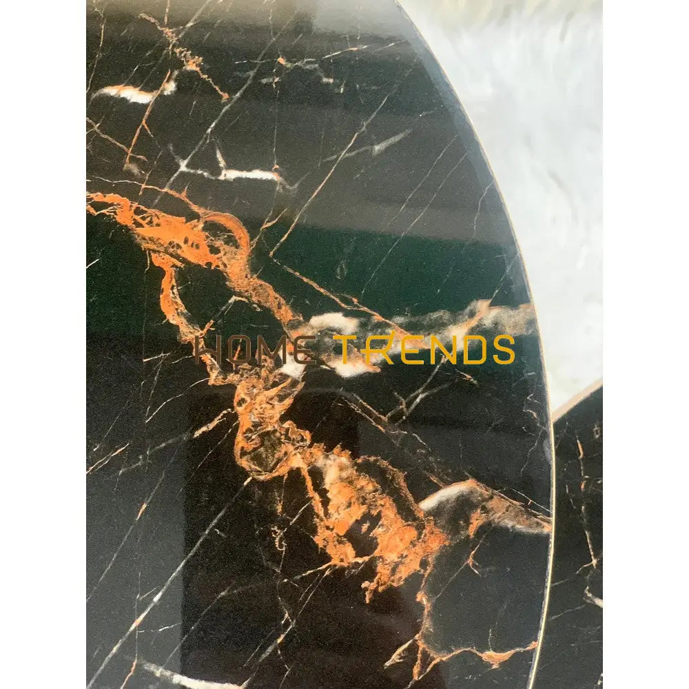 Luxe Black And Gold Lines Round Straight Legs Accent Tables Set Of 3 Nesting