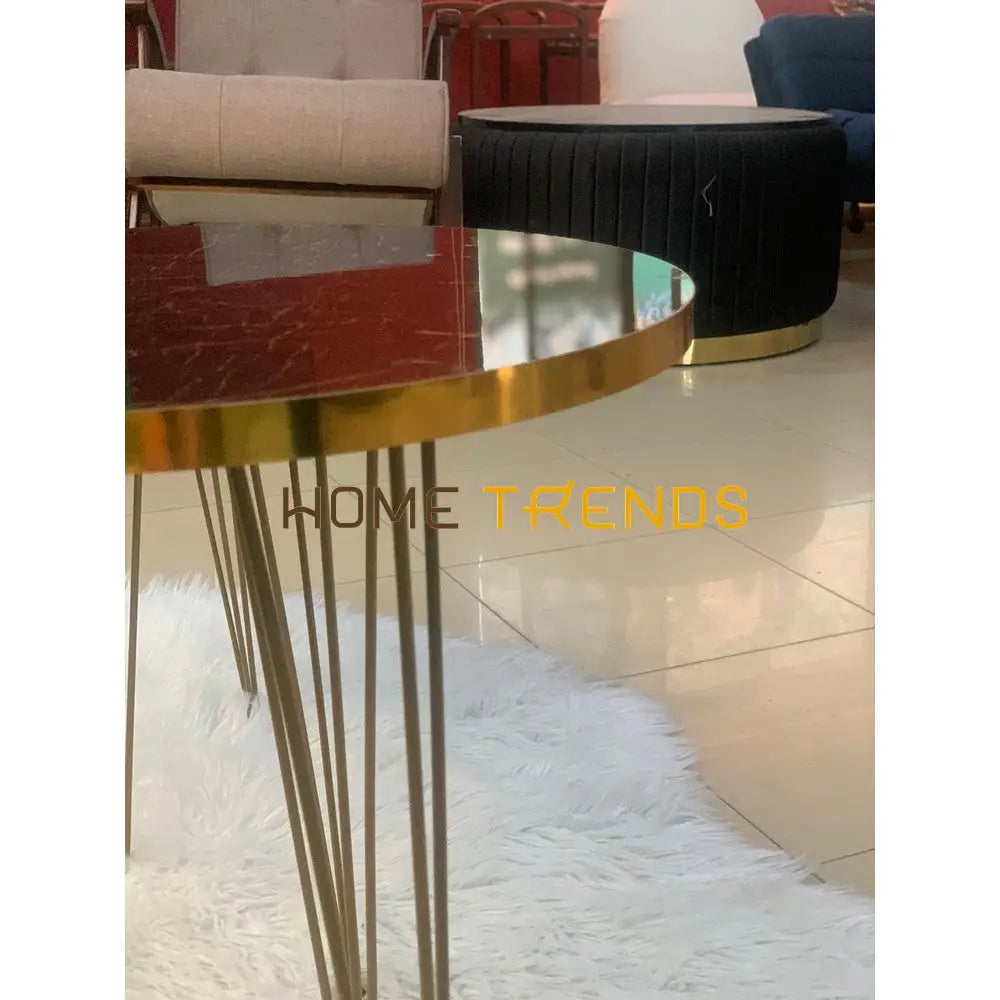 Luxe Black And Gold Lines Round Straight Legs Accent Tables Set Of 3 Nesting