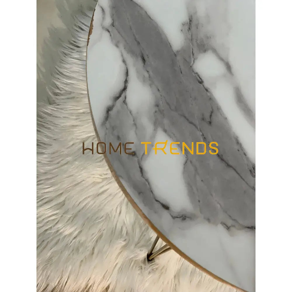 Luxe White And Gold Lines Round Straight Legs Accent Tables Set Of 3 Nesting