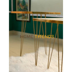 Luxe White And Gold Lines Square Straight Legs Accent Tables Set Of 3 Nesting