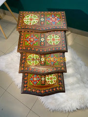 Swati Solid Wood Hand Painted Nesting Table Set Of 4 Tables