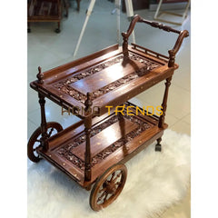 Maharaj Hand Carved Tea Trolley