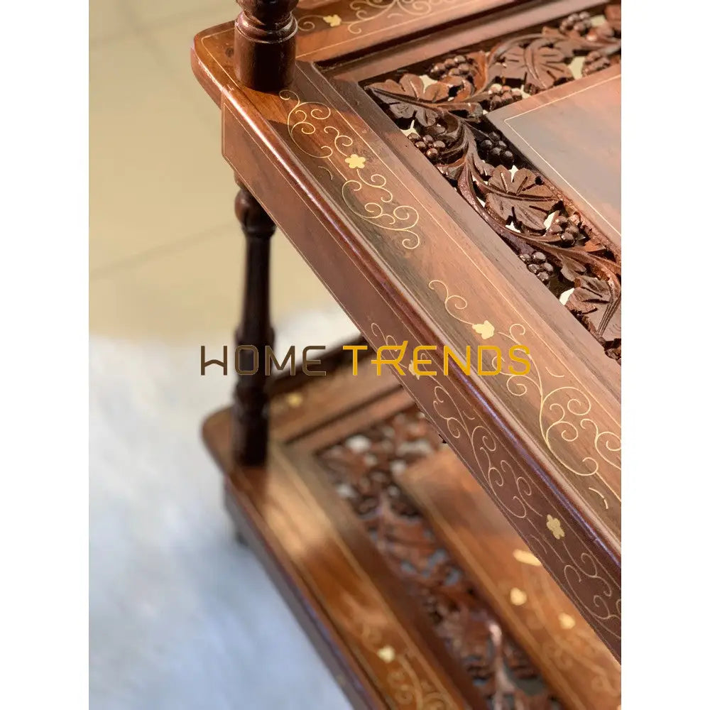 Maharaj Hand Carved Tea Trolley