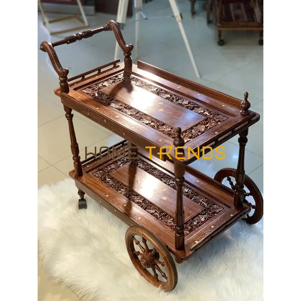 Maharaj Hand Carved Tea Trolley