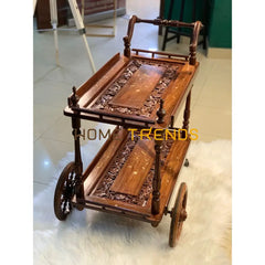Maharaj Hand Carved Tea Trolley