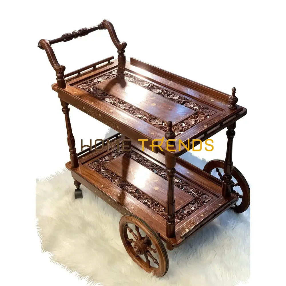 Maharaj Hand Carved Tea Trolley