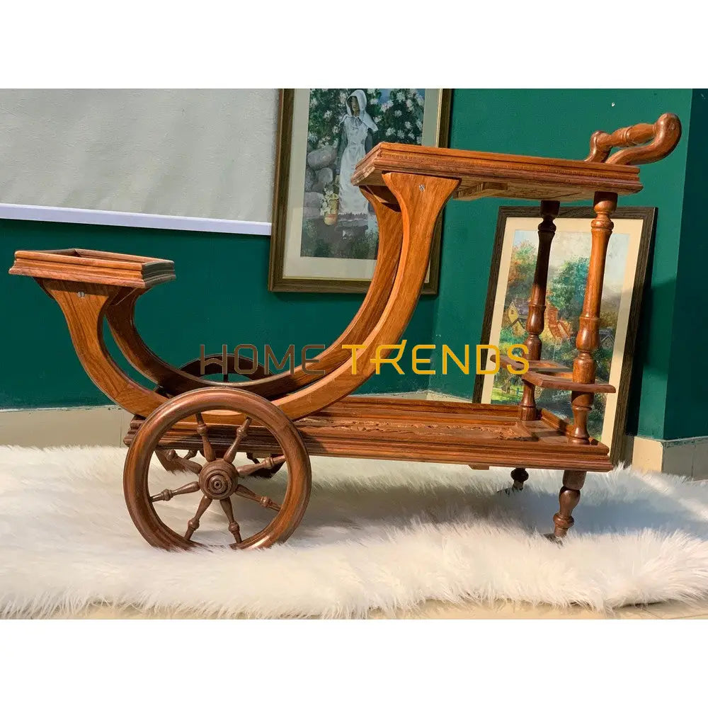 Margaret Solid Wood Diamond Tea Trolley