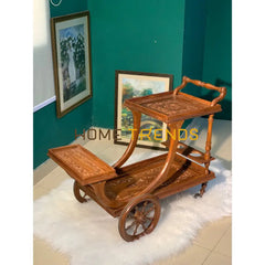 Margaret Solid Wood Diamond Tea Trolley
