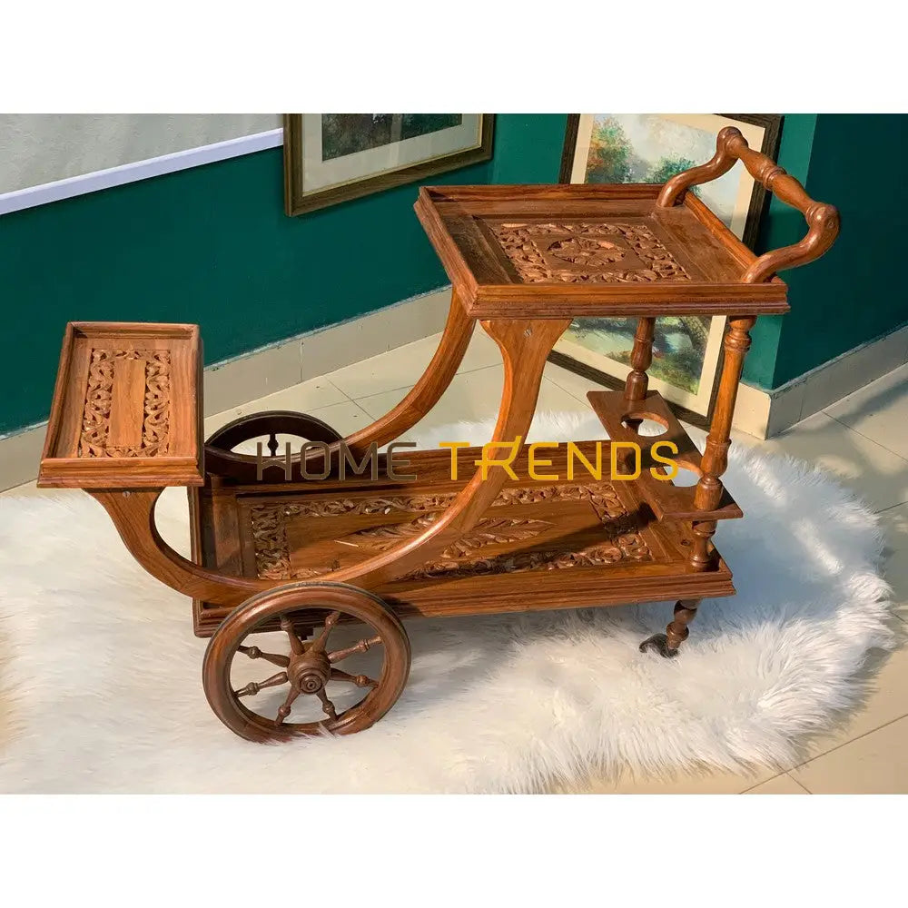 Margaret Solid Wood Diamond Tea Trolley