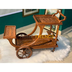 Margaret Solid Wood Diamond Tea Trolley