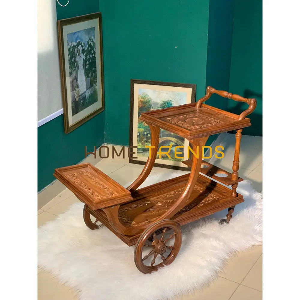 Margaret Solid Wood Diamond Tea Trolley