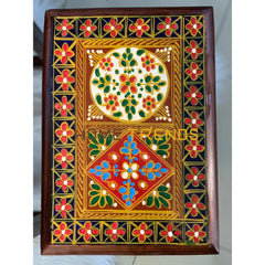 Swati Straight Legs Solid Wood Hand Painted Nesting Table Set Of 4 Tables