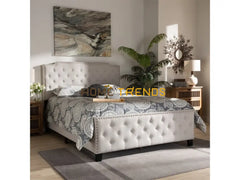 Marion Beige Upholstered Button Tufted Panel Bed