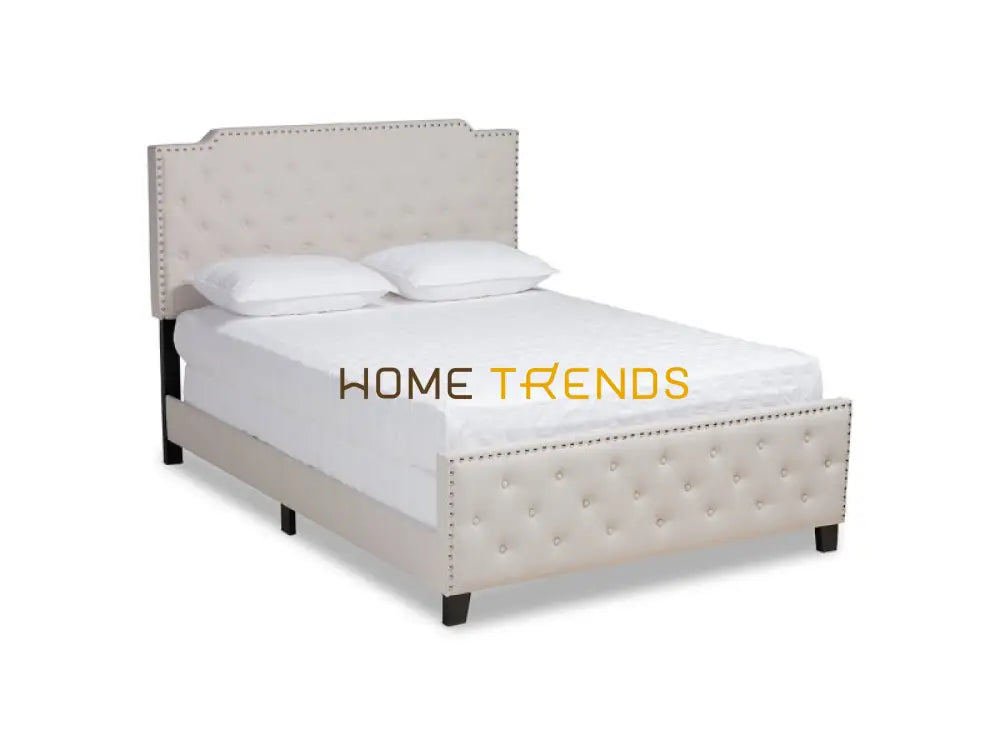 Marion Beige Upholstered Button Tufted Panel Bed