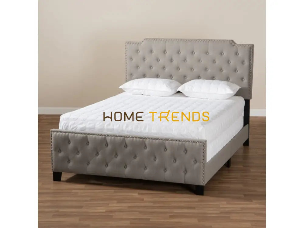 Marion Gray Upholstered Button Tufted Panel Bed
