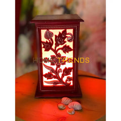 Maroon And White Flower Wooden Lamp Lamps