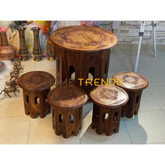 Nashist Solid Wood Table Set Of 5 Accent Tables
