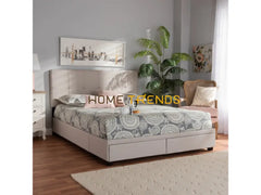 Netti Beige 2-Drawer Platform Upholstered Storage Bed