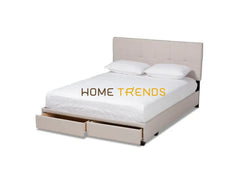 Netti Beige 2-Drawer Platform Upholstered Storage Bed