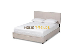 Netti Beige 2-Drawer Platform Upholstered Storage Bed