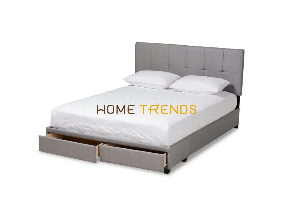 Netti Light Gray 2-Drawer Platform Upholstered Storage Bed