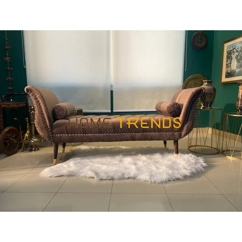 Oxford Black Velvet Bench Brown Benches & Stools