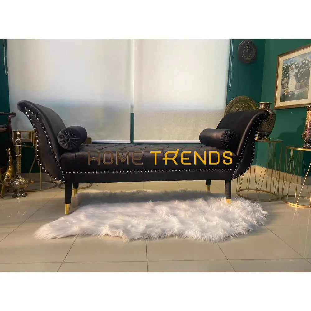 Oxford Brown Velvet Bench Black Benches & Stools