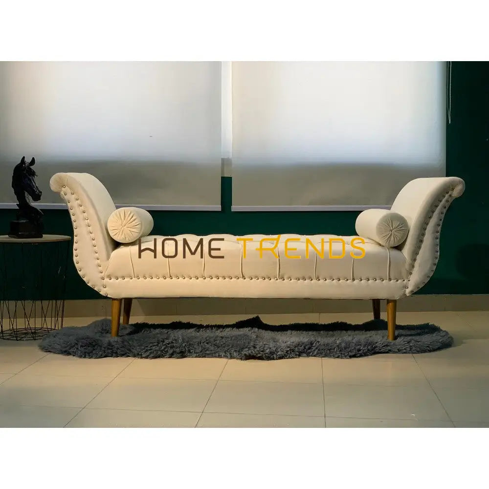 Oxford Brown Velvet Bench White Benches & Stools