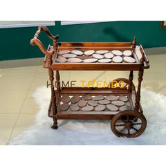 Pebblo Hand Carved Tea Trolley