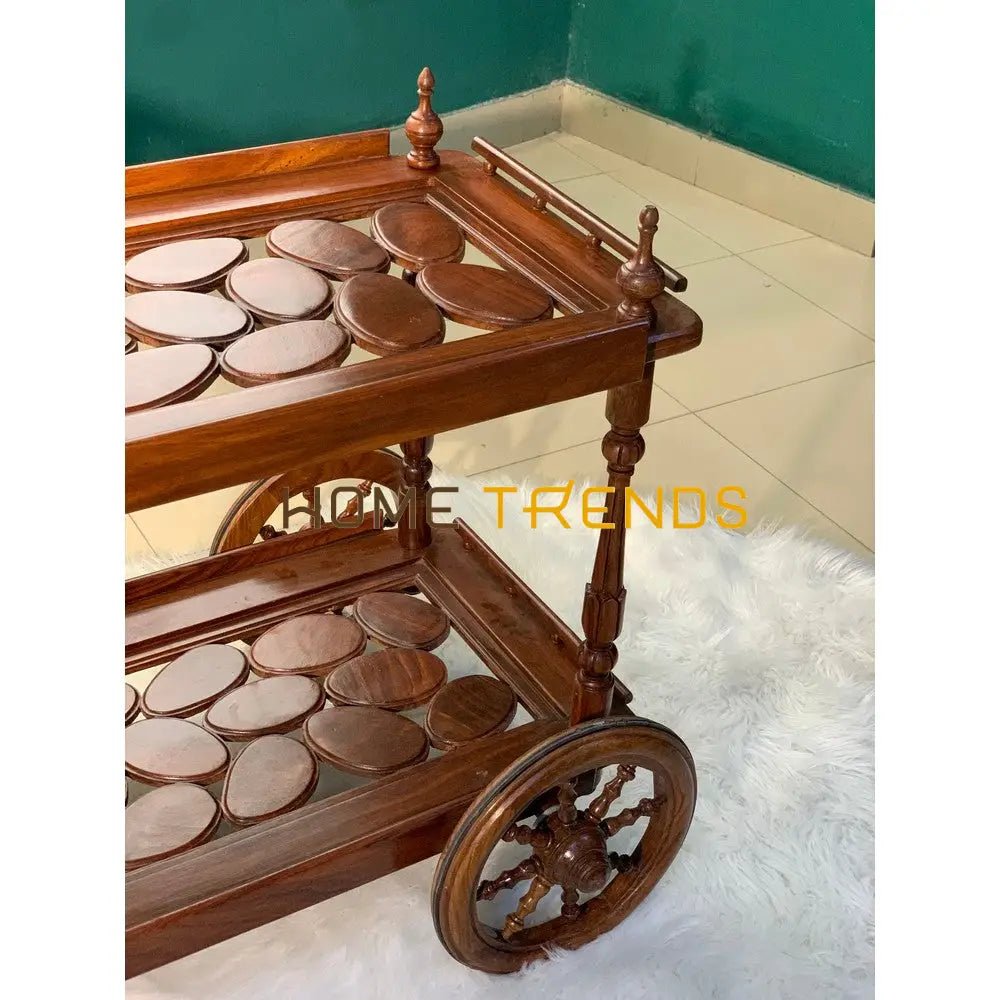 Pebblo Hand Carved Tea Trolley