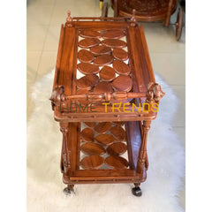 Pebblo Hand Carved Tea Trolley