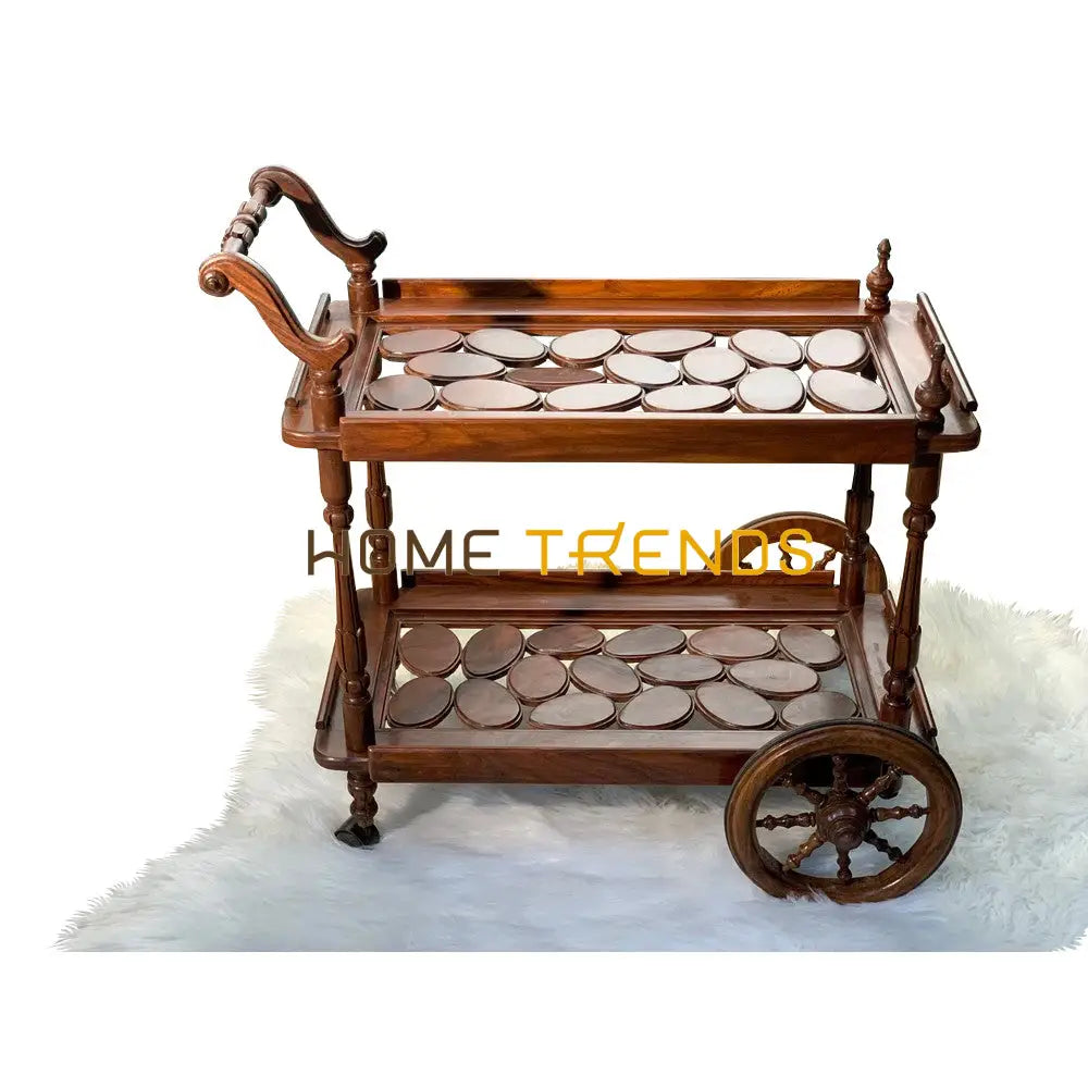 Pebblo Hand Carved Tea Trolley