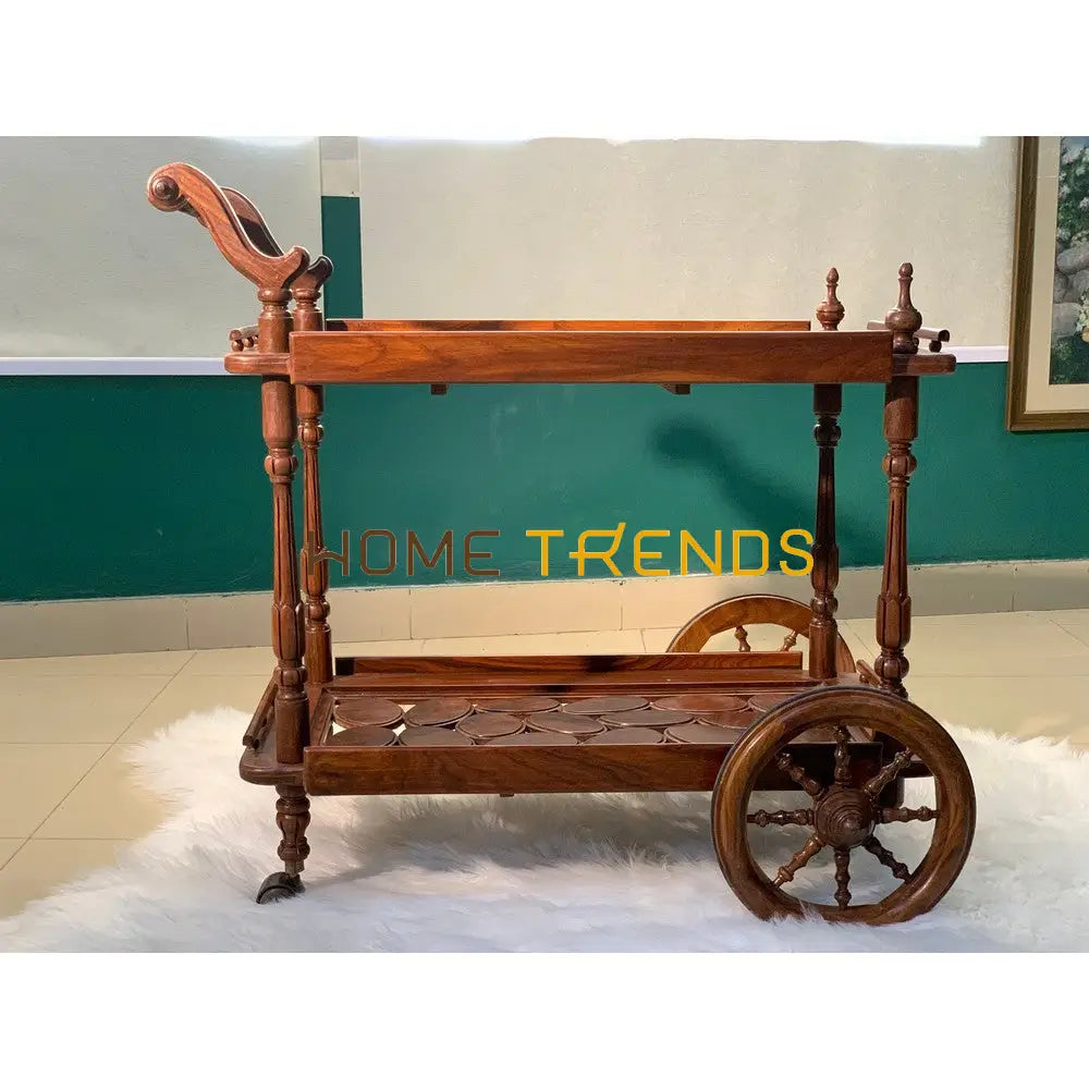 Pebblo Hand Carved Tea Trolley