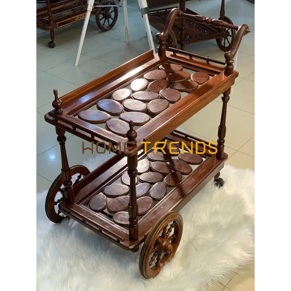 Pebblo Hand Carved Tea Trolley