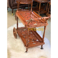 Pebblo Hand Carved Tea Trolley