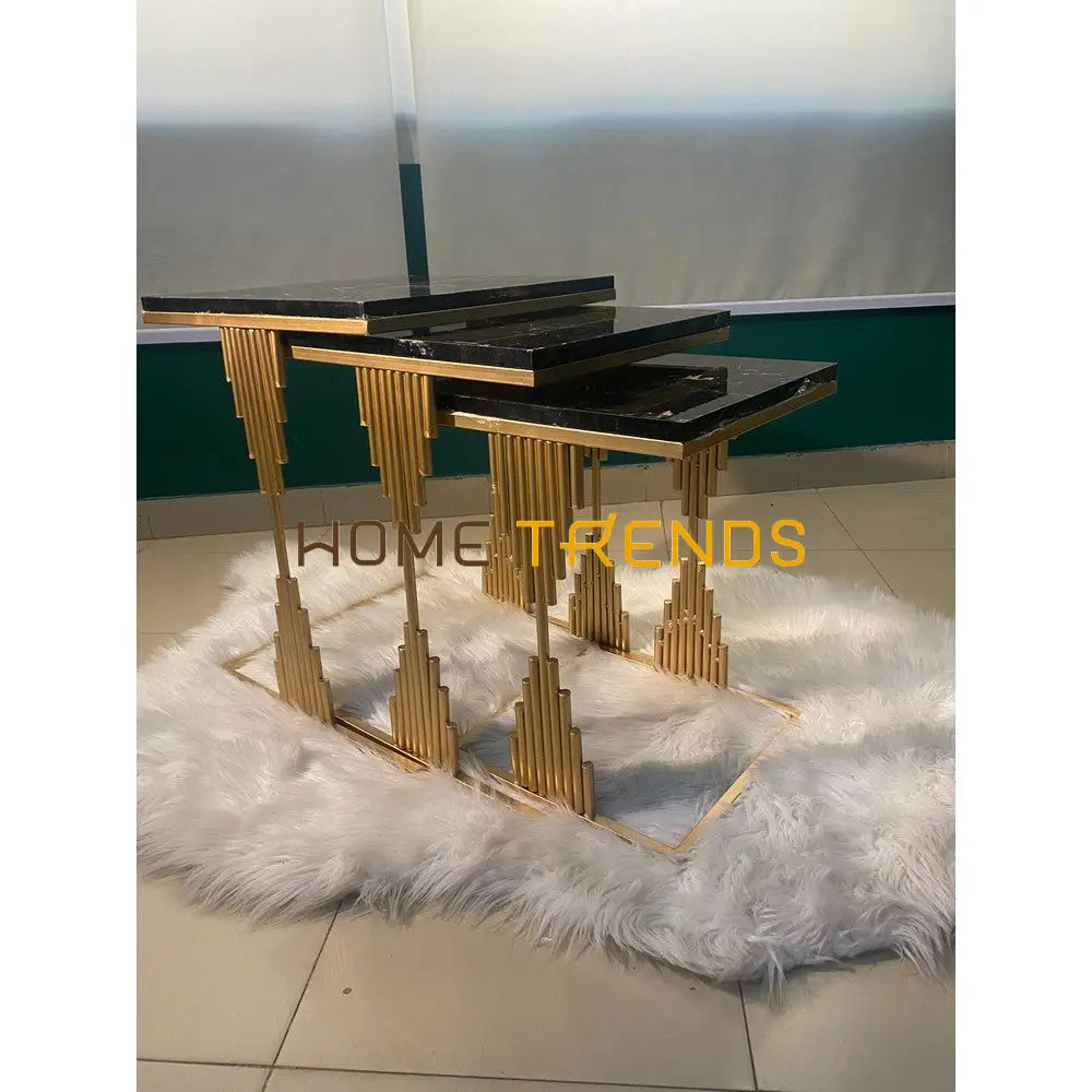 Pillars Black And Gold Accent Tables Set Of 3 Nesting