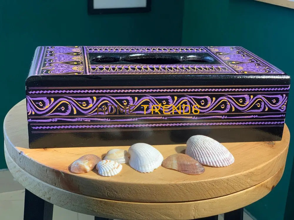 Purple And Black Nakshi Tissue Box Boxes