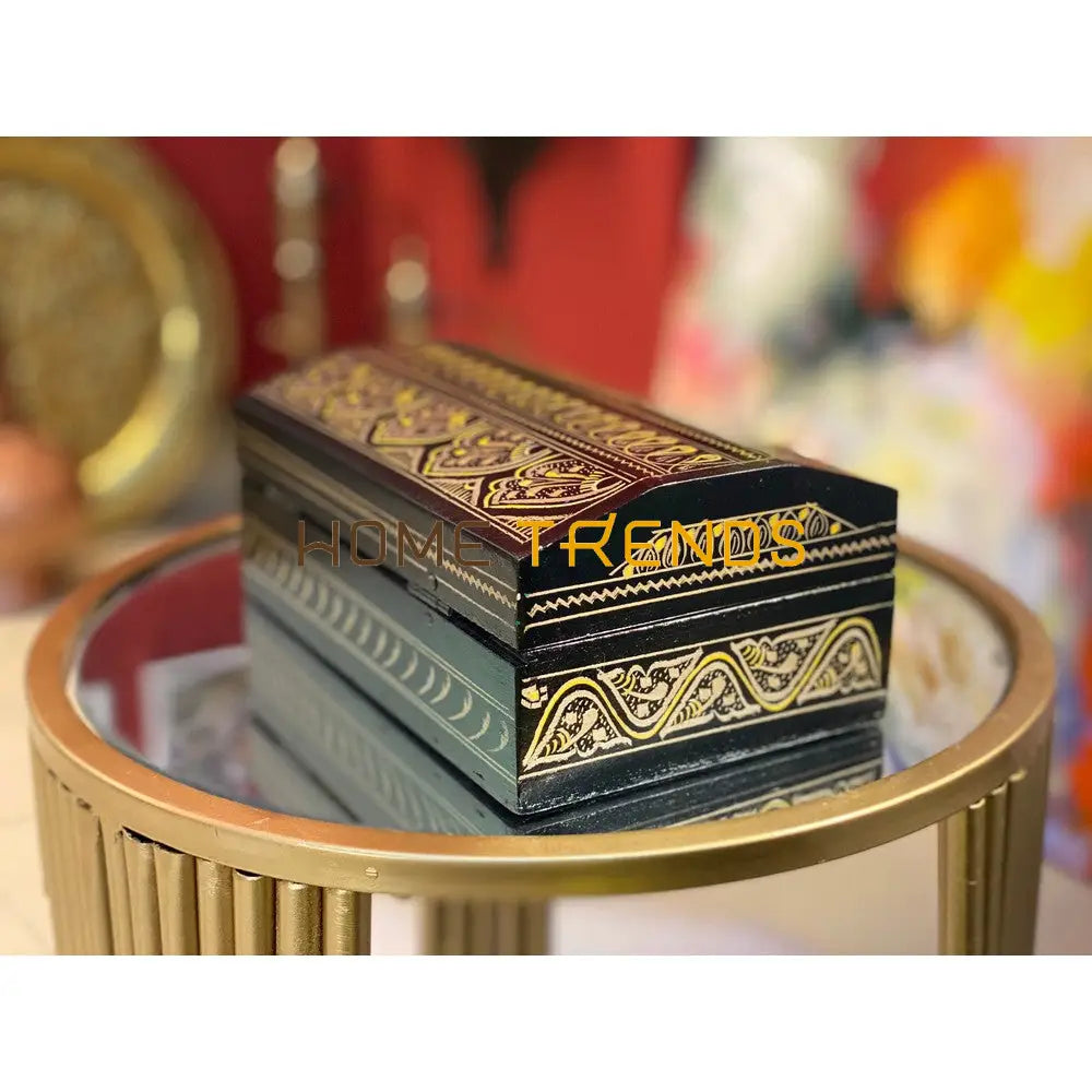 Rectangular Black And Gold Naqshi Jewelry Box Boxes