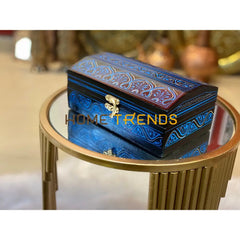 Rectangular Blue And Black Naqshi Jewelry Box Boxes